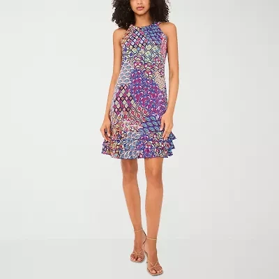 MSK Womens Sleeveless Abstract Shift Dress