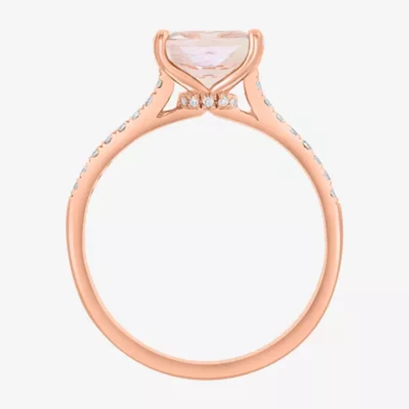 Effy Final Call Womens 1/7 CT. T.W. Genuine Pink Morganite 14K Rose Gold Side Stone Cocktail Ring