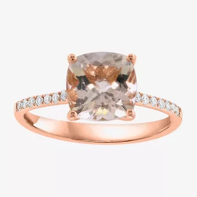Effy Final Call Womens 1/7 CT. T.W. Genuine Pink Morganite 14K Rose Gold Side Stone Cocktail Ring