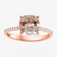 Effy Final Call Womens 1/7 CT. T.W. Genuine Pink Morganite 14K Rose Gold Side Stone Cocktail Ring