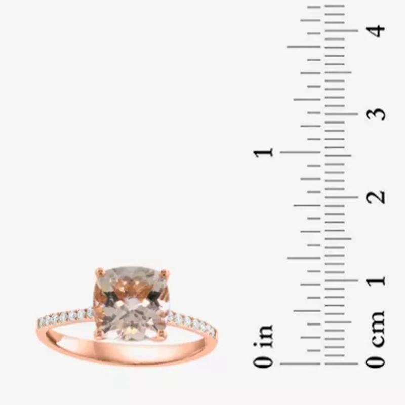 Effy Final Call Womens 1/7 CT. T.W. Genuine Pink Morganite 14K Rose Gold Side Stone Cocktail Ring