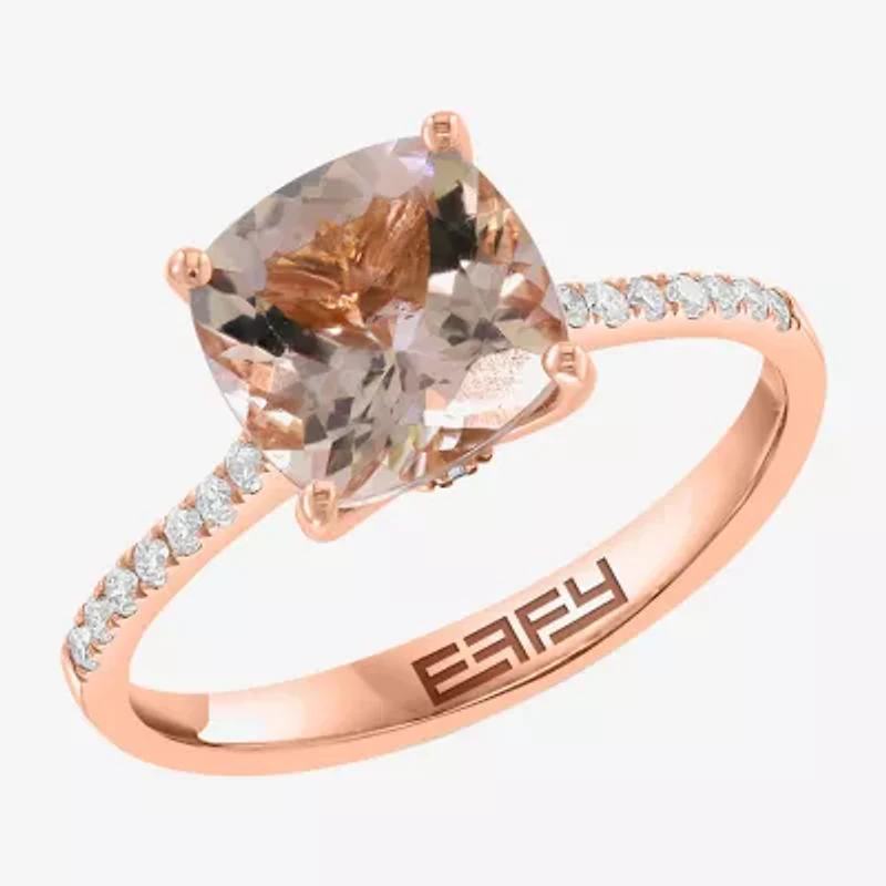 Effy Final Call Womens 1/7 CT. T.W. Genuine Pink Morganite 14K Rose Gold Side Stone Cocktail Ring