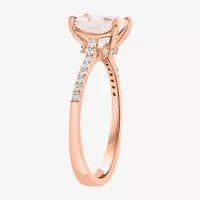 Effy Final Call Womens 1/7 CT. T.W. Genuine Pink Morganite 14K Rose Gold Side Stone Cocktail Ring