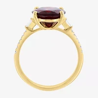 Effy Final Call Womens 1/7 CT. T.W. Genuine Red Garnet 14K Gold Oval Side Stone Cocktail Ring