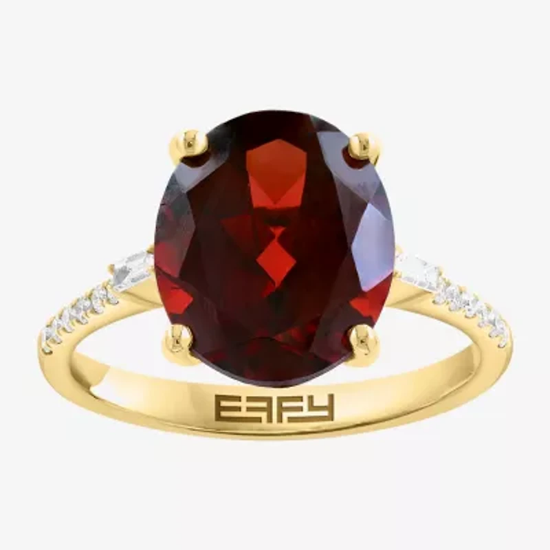 Effy Final Call Womens 1/7 CT. T.W. Genuine Red Garnet 14K Gold Oval Side Stone Cocktail Ring
