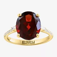 Effy Final Call Womens 1/7 CT. T.W. Genuine Red Garnet 14K Gold Oval Side Stone Cocktail Ring
