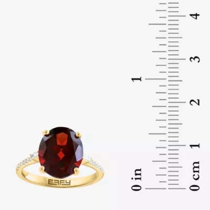 Effy Final Call Womens 1/7 CT. T.W. Genuine Red Garnet 14K Gold Oval Side Stone Cocktail Ring