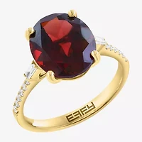 Effy Final Call Womens 1/7 CT. T.W. Genuine Red Garnet 14K Gold Oval Side Stone Cocktail Ring