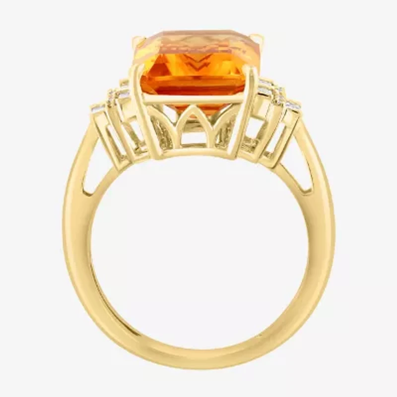 Effy Final Call Womens 1/6 CT. T.W. Genuine Orange Citrine 14K Gold Cocktail Ring