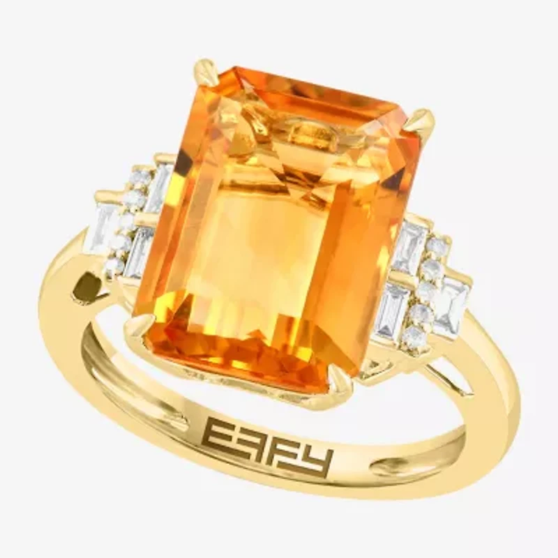 Effy Final Call Womens 1/6 CT. T.W. Genuine Orange Citrine 14K Gold Cocktail Ring