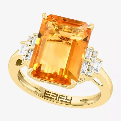 Effy Final Call Womens 1/6 CT. T.W. Genuine Orange Citrine 14K Gold Cocktail Ring
