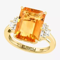 Effy Final Call Womens 1/6 CT. T.W. Genuine Orange Citrine 14K Gold Cocktail Ring