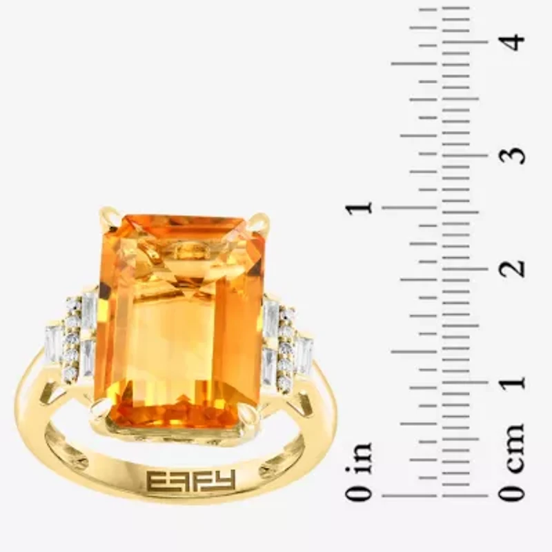 Effy Final Call Womens 1/6 CT. T.W. Genuine Orange Citrine 14K Gold Cocktail Ring
