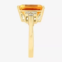 Effy Final Call Womens 1/6 CT. T.W. Genuine Orange Citrine 14K Gold Cocktail Ring