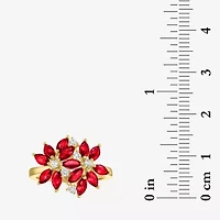 Womens Gemstone Sterling Silver Flower Cluster Cocktail Ring