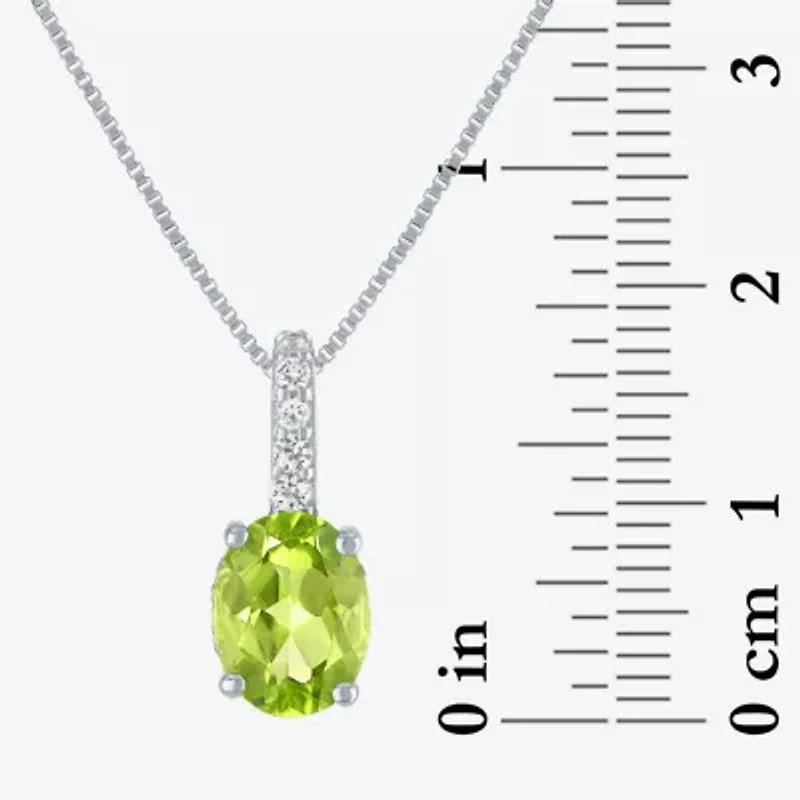 Womens Genuine Green Peridot Sterling Silver Oval 18 Inch Pendant Necklace