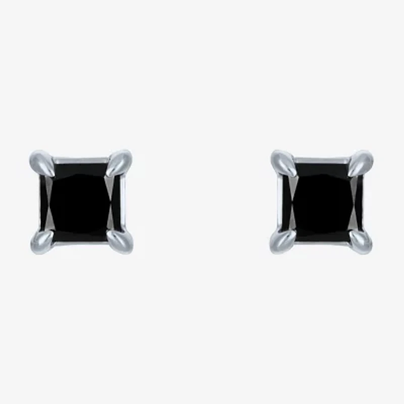 1/2 CT. T.W. Natural Black Diamond 10K White Gold 4mm Stud Earrings