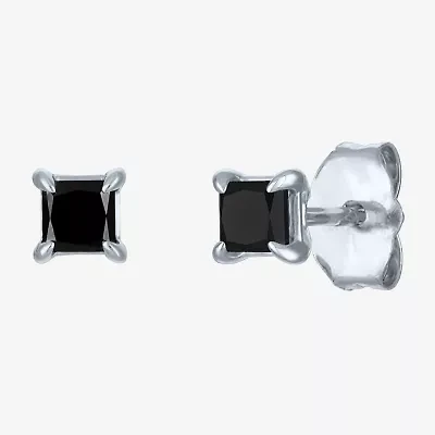 1/2 CT. T.W. Natural Black Diamond 10K White Gold 4mm Stud Earrings