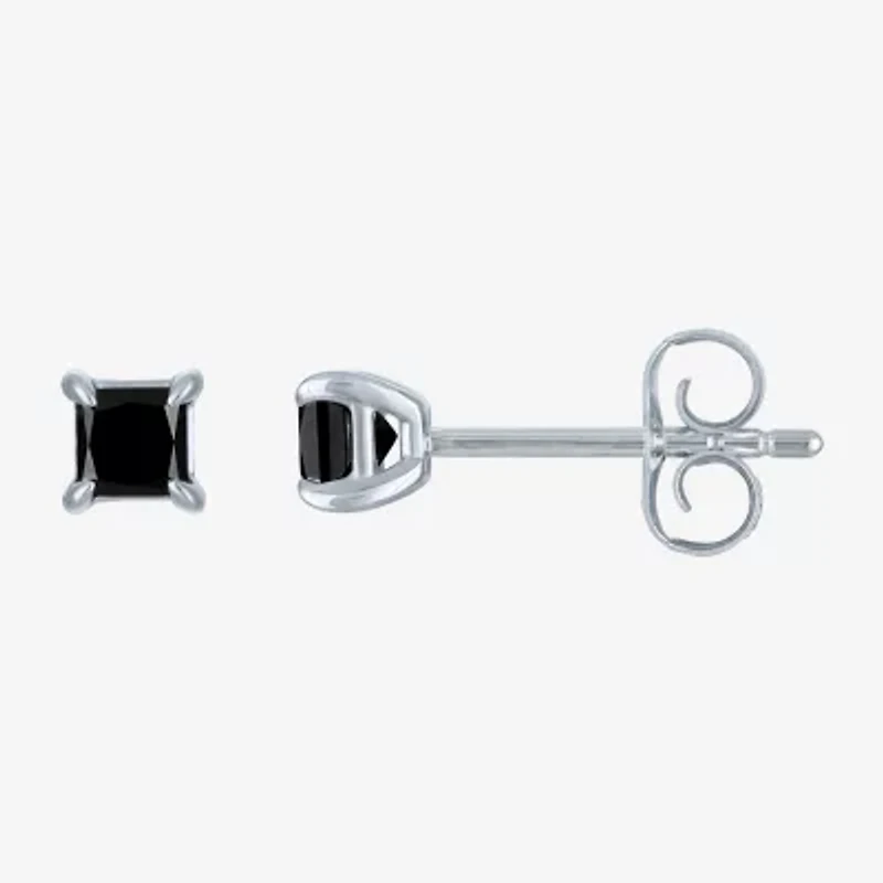 1/2 CT. T.W. Natural Black Diamond 10K White Gold 4mm Stud Earrings