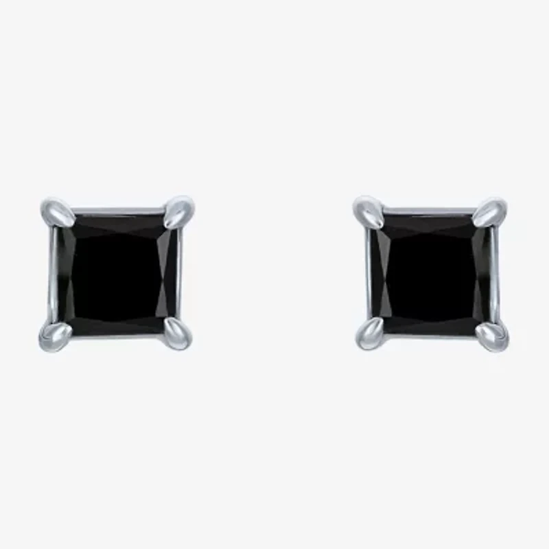 1 CT. T.W. Natural Black Diamond 10K White Gold 5mm Stud Earrings
