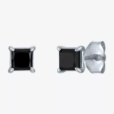 1 CT. T.W. Natural Black Diamond 10K White Gold 5mm Stud Earrings