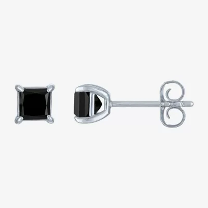 1 CT. T.W. Natural Black Diamond 10K White Gold 5mm Stud Earrings