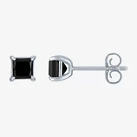 1 CT. T.W. Natural Black Diamond 10K White Gold 5mm Stud Earrings