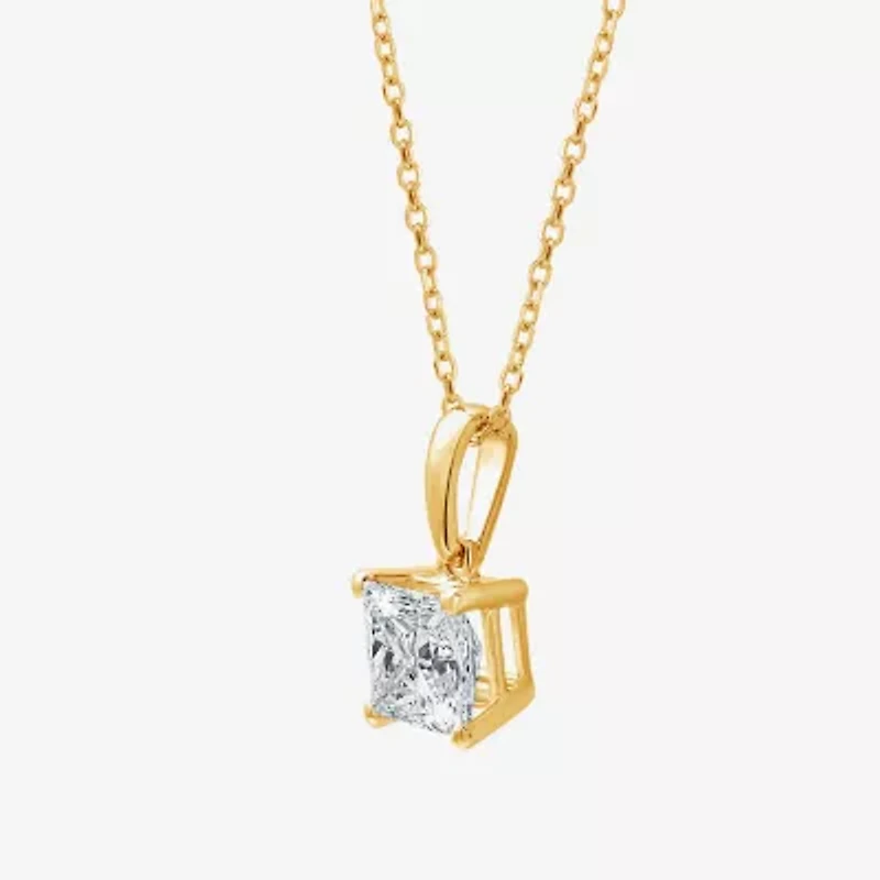 Womens 1 CT. Lab Grown White Diamond 14K Gold 18 Inch Pendant Necklace