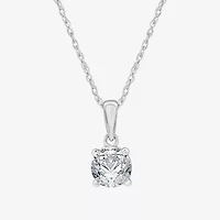 Womens 1 CT. Lab Grown White Diamond 14K White Gold Round 18 Inch Pendant Necklace