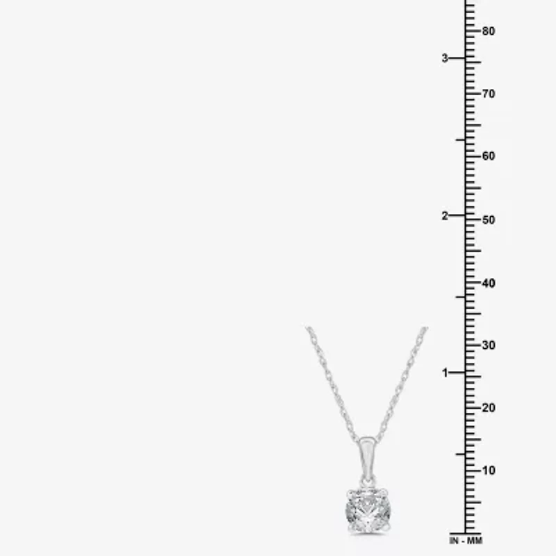 Womens 1 CT. Lab Grown White Diamond 14K White Gold Round 18 Inch Pendant Necklace