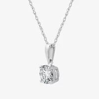 Womens 1 CT. Lab Grown White Diamond 14K White Gold Round 18 Inch Pendant Necklace