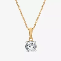 Womens 1 CT. Lab Grown White Diamond 14K Gold Round 18 Inch Pendant Necklace