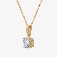 Womens 1 CT. Lab Grown White Diamond 14K Gold Round 18 Inch Pendant Necklace