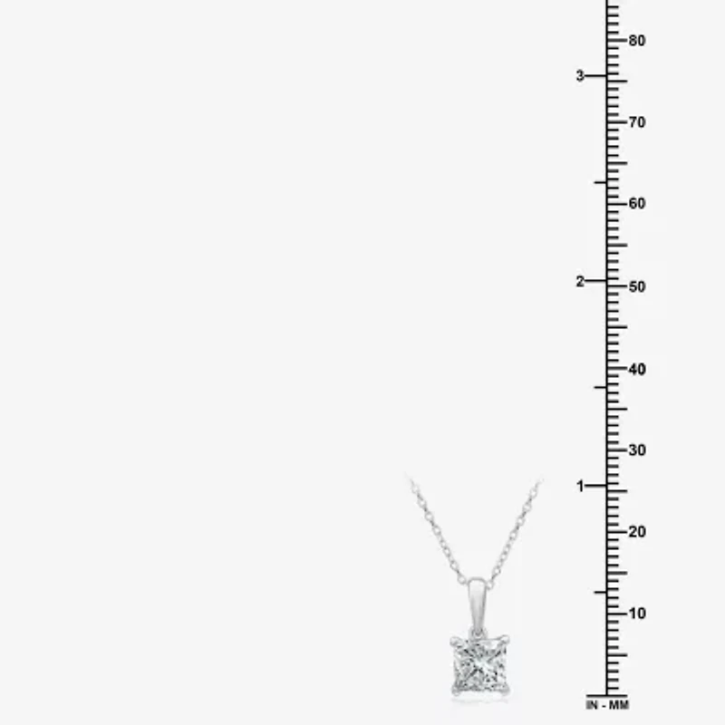 Womens 1 CT. Lab Grown White Diamond 14K White Gold 18 Inch Pendant Necklace