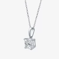 Womens 1 CT. Lab Grown White Diamond 14K White Gold 18 Inch Pendant Necklace