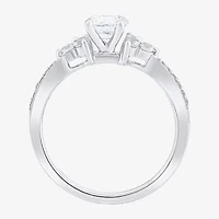 G / Si2) Womens CT. T.W. Lab Grown White Diamond 10K Gold Round Side Stone Engagement Ring
