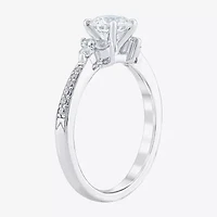 G / Si2) Womens CT. T.W. Lab Grown White Diamond 10K Gold Round Side Stone Engagement Ring