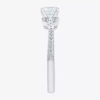G / Si2) Womens CT. T.W. Lab Grown White Diamond 10K Gold Round Side Stone Engagement Ring