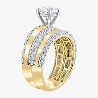 (G / Si2) Womens 2 CT. T.W. Lab Grown White Diamond 10K Gold Side Stone Bridal Set