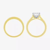 (G / Si2) Womens 2 CT. T.W. Lab Grown White Diamond 10K Two Tone Gold Side Stone Bridal Set