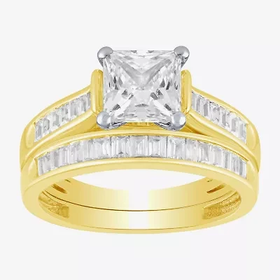 (G / Si2) Womens 2 CT. T.W. Lab Grown White Diamond 10K Two Tone Gold Side Stone Bridal Set