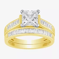 (G / Si2) Womens 2 CT. T.W. Lab Grown White Diamond 10K Two Tone Gold Side Stone Bridal Set