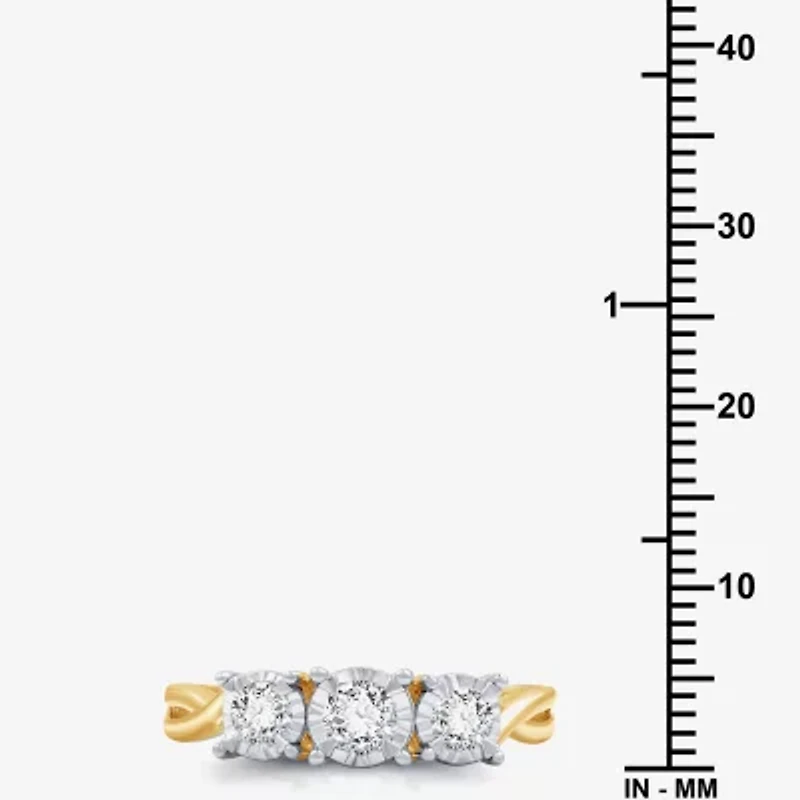 (H-I / I1) Womens 1/2 CT. T.W. Lab Grown White Diamond 14K Gold Over Silver Sterling 3-Stone Engagement Ring