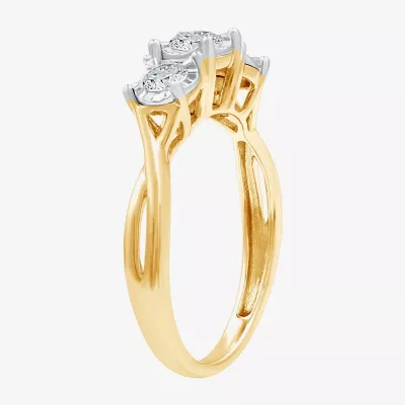 (H-I / I1) Womens 1/2 CT. T.W. Lab Grown White Diamond 14K Gold Over Silver Sterling 3-Stone Engagement Ring