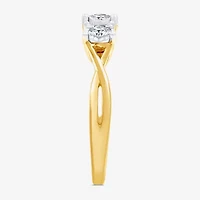 (H-I / I1) Womens 1/2 CT. T.W. Lab Grown White Diamond 14K Gold Over Silver Sterling 3-Stone Engagement Ring