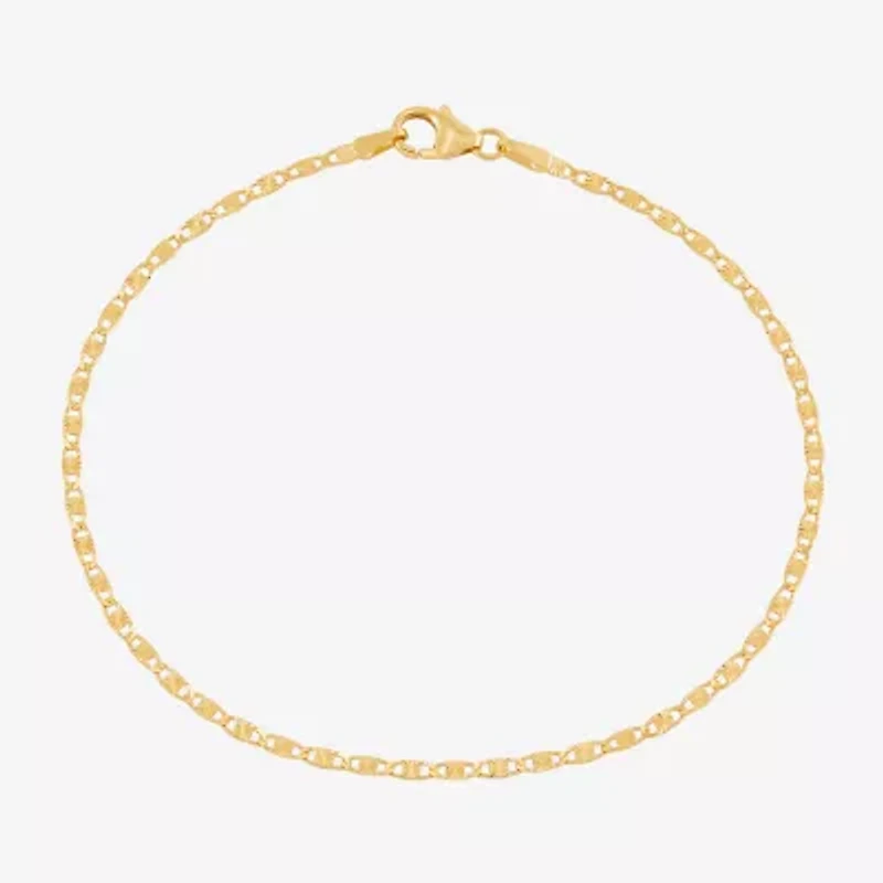Made in Italy Womens 10K Gold 7.5 Inch Solid Fashion Chain Bracelet