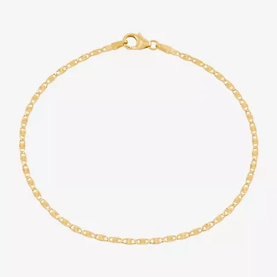 Made in Italy Womens 10K Gold 7.5 Inch Solid Fashion Chain Bracelet