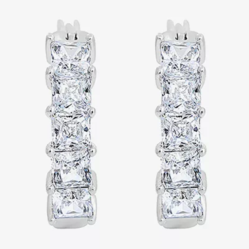 Diamonart Womens Cubic Zirconia Sterling Silver 18.6mm Round Hoop Earrings