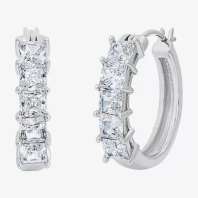 Diamonart Womens Cubic Zirconia Sterling Silver 18.6mm Round Hoop Earrings