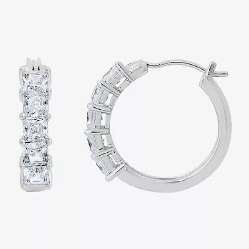 Diamonart Womens Cubic Zirconia Sterling Silver 18.6mm Round Hoop Earrings